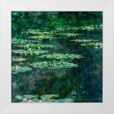Waterlilies 1904 White Modern Wood Framed Art Print by Monet, Claude