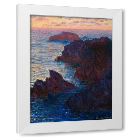 Rocks at Belle-lle-Port-Domois 1886 White Modern Wood Framed Art Print by Monet, Claude
