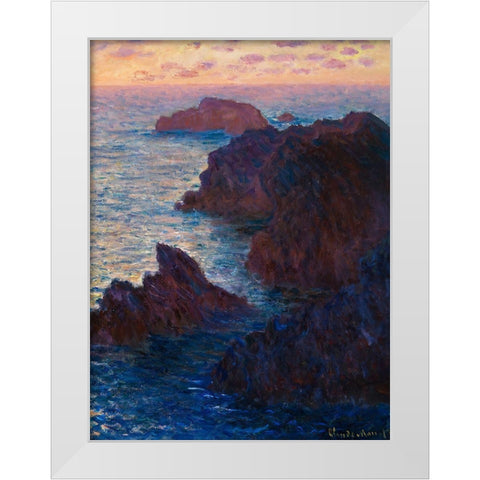 Rocks at Belle-lle-Port-Domois 1886 White Modern Wood Framed Art Print by Monet, Claude