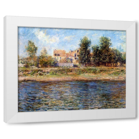 The Bank of the Seine 1880 White Modern Wood Framed Art Print by Monet, Claude