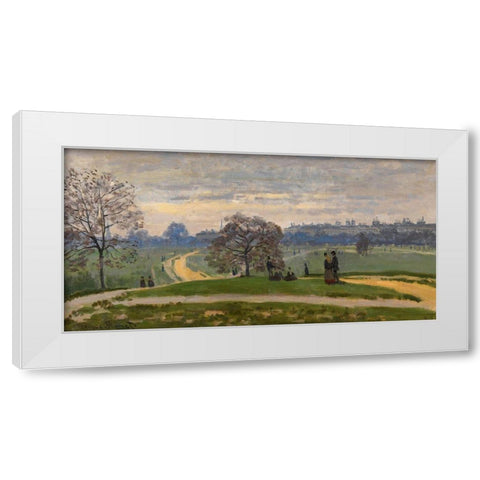 Hyde Park-London 1871 White Modern Wood Framed Art Print by Monet, Claude