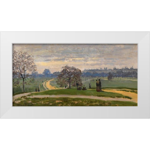Hyde Park-London 1871 White Modern Wood Framed Art Print by Monet, Claude