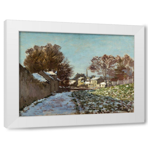 Snow Effect at Argenteuil 1875 White Modern Wood Framed Art Print by Monet, Claude