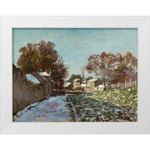 Snow Effect at Argenteuil 1875 White Modern Wood Framed Art Print by Monet, Claude