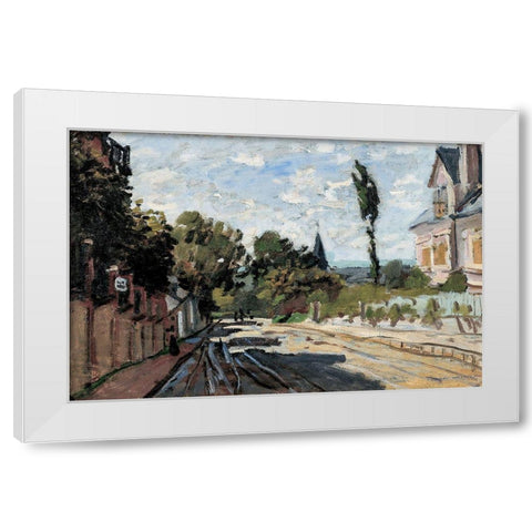 Village Street 1869 White Modern Wood Framed Art Print by Monet, Claude
