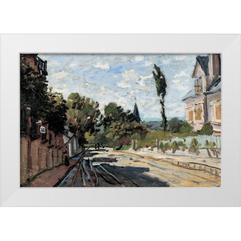 Village Street 1869 White Modern Wood Framed Art Print by Monet, Claude
