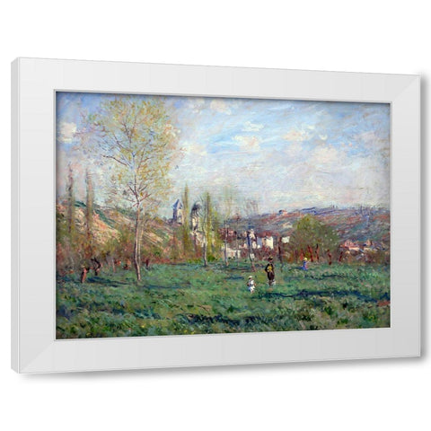 Spring in Vetheuil 1880 White Modern Wood Framed Art Print by Monet, Claude