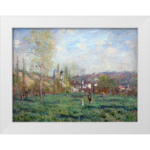 Spring in Vetheuil 1880 White Modern Wood Framed Art Print by Monet, Claude
