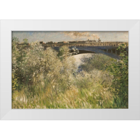 Bridge at Argenteuil 1875 White Modern Wood Framed Art Print by Monet, Claude
