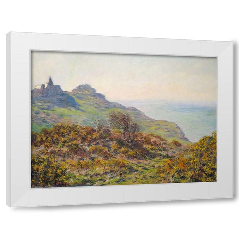The Church of Varengeville and the Gorge of Moutiers Pass 1882 White Modern Wood Framed Art Print by Monet, Claude