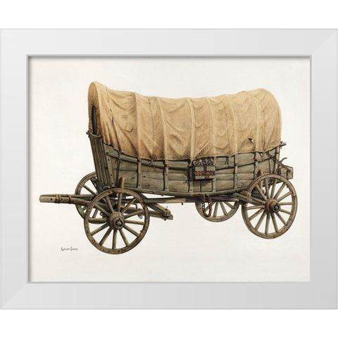 Conestoga Wagon 1938 White Modern Wood Framed Art Print by Brown, Langden H.