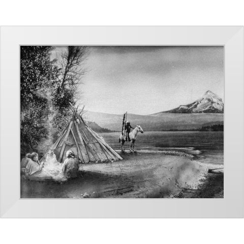 Indian Encampment along Columbia River White Modern Wood Framed Art Print by Vintage Photography