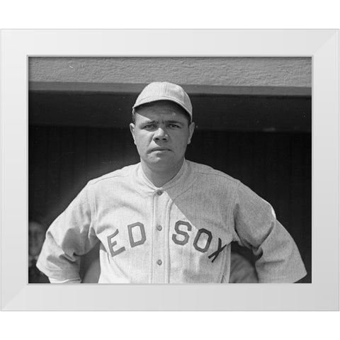 Babe Ruth 1918 White Modern Wood Framed Art Print by Vintage Photography