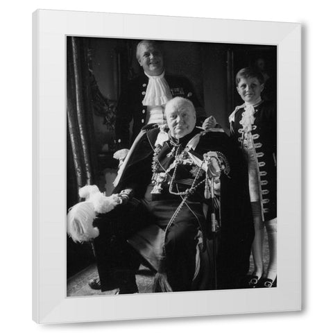 Winston Churchill with his Son and Grandson 1950 White Modern Wood Framed Art Print by Vintage Photography