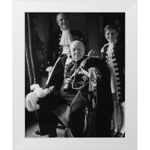 Winston Churchill with his Son and Grandson 1950 White Modern Wood Framed Art Print by Vintage Photography
