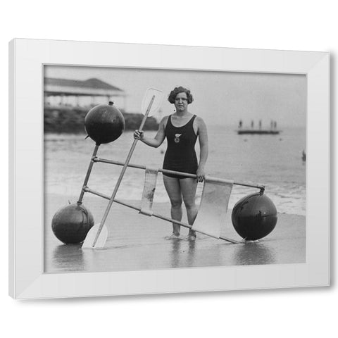 Gertrude Ederle 1925 White Modern Wood Framed Art Print by Vintage Photography