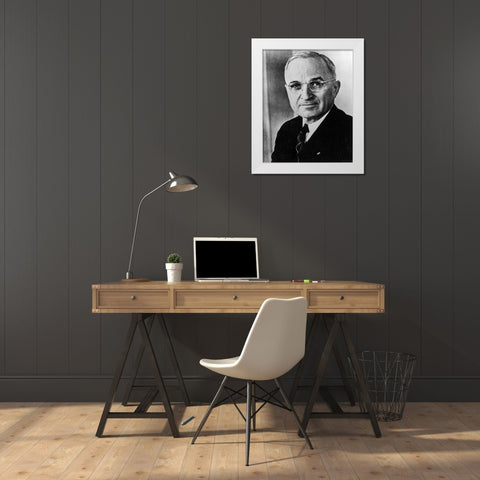 Harry S Truman White Modern Wood Framed Art Print by Vintage Photography