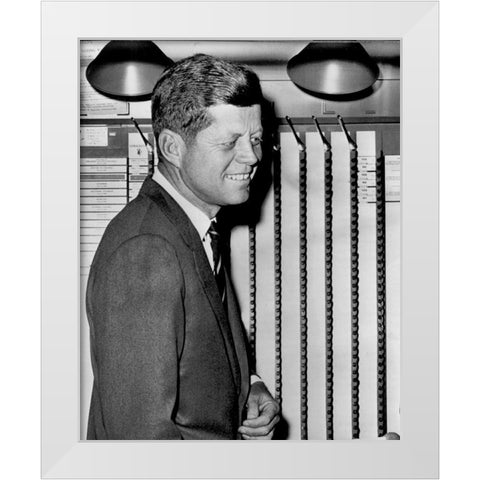 John F Kennedy Voting 1960 White Modern Wood Framed Art Print by Vintage Photography
