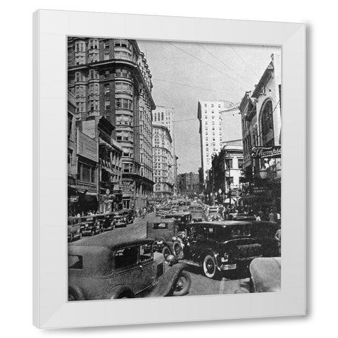 Peachtree Street Atlanta 1938 White Modern Wood Framed Art Print by Vintage Photography