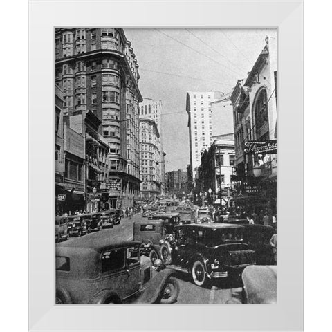 Peachtree Street Atlanta 1938 White Modern Wood Framed Art Print by Vintage Photography