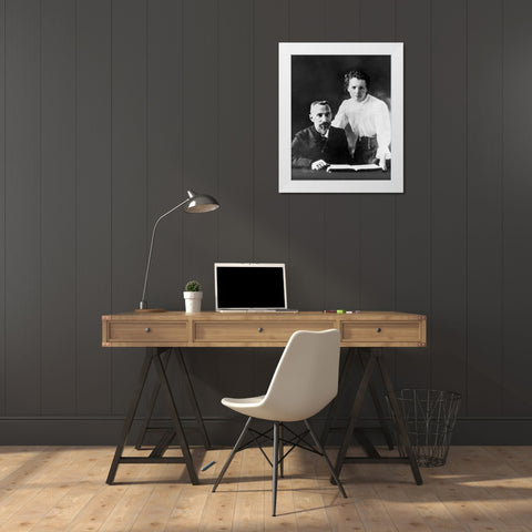 Pierre and Marie Curie 1900 White Modern Wood Framed Art Print by Vintage Photography