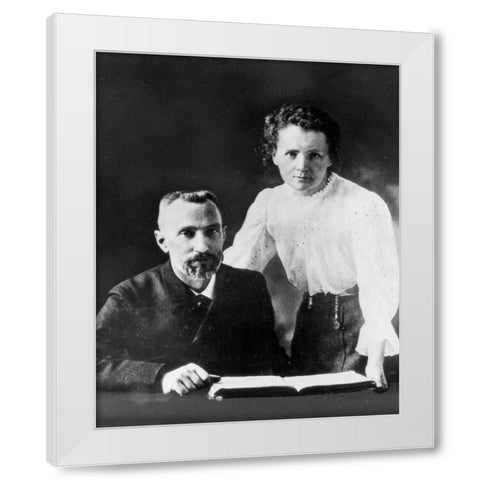 Pierre and Marie Curie 1900 White Modern Wood Framed Art Print by Vintage Photography