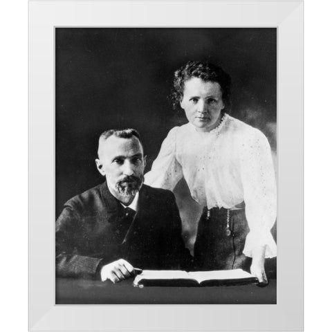 Pierre and Marie Curie 1900 White Modern Wood Framed Art Print by Vintage Photography