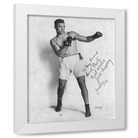 Jack Dempsey 1927 White Modern Wood Framed Art Print by Vintage Photography