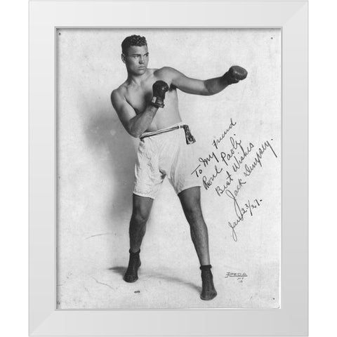 Jack Dempsey 1927 White Modern Wood Framed Art Print by Vintage Photography