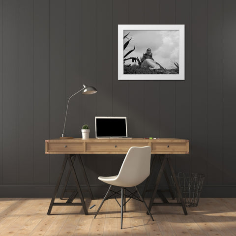 Frida Kahlo White Modern Wood Framed Art Print by Vintage Photography