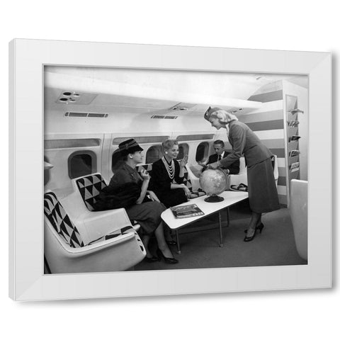 TWA Convair 880 Lounge White Modern Wood Framed Art Print by Vintage Photography