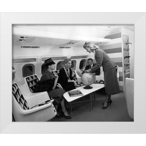 TWA Convair 880 Lounge White Modern Wood Framed Art Print by Vintage Photography