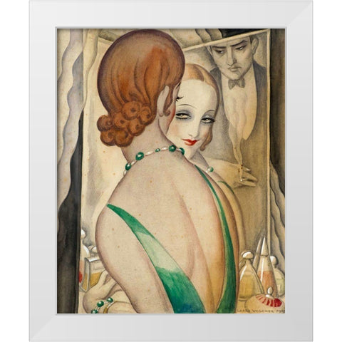 At the Mirror White Modern Wood Framed Art Print by Wegener, Gerda