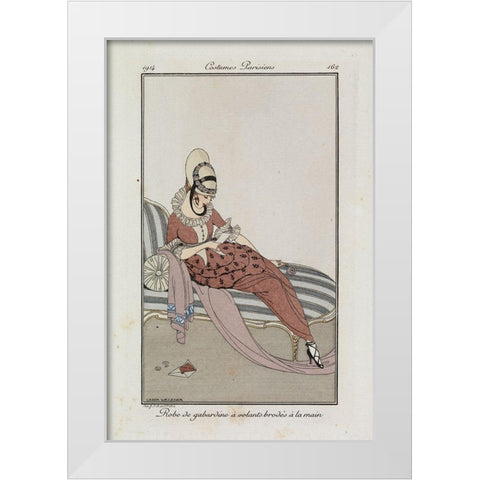 Fashion Drawing Ruffled dress White Modern Wood Framed Art Print by Wegener, Gerda