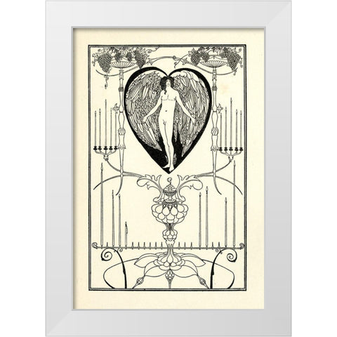 The Mirror of Love White Modern Wood Framed Art Print by Beardsley, Aubrey