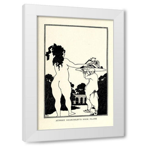 Book plate 1918 White Modern Wood Framed Art Print by Beardsley, Aubrey