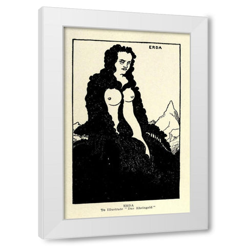 Das Rheingold Erda 1918 White Modern Wood Framed Art Print by Beardsley, Aubrey