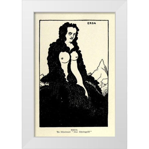 Das Rheingold Erda 1918 White Modern Wood Framed Art Print by Beardsley, Aubrey