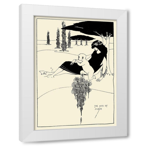 Kiss of Judas 1918 White Modern Wood Framed Art Print by Beardsley, Aubrey