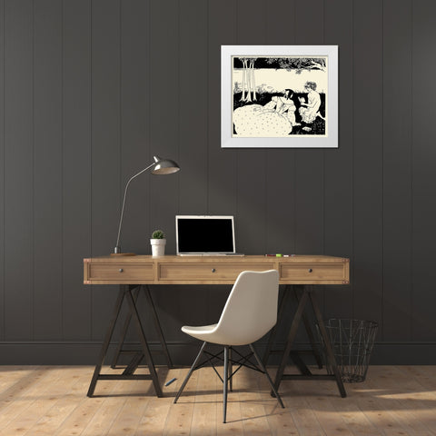 Design for Yellow book 5 White Modern Wood Framed Art Print by Beardsley, Aubrey