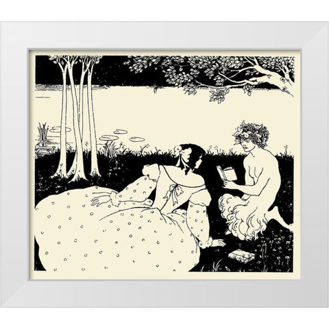 Design for Yellow book 5 White Modern Wood Framed Art Print by Beardsley, Aubrey