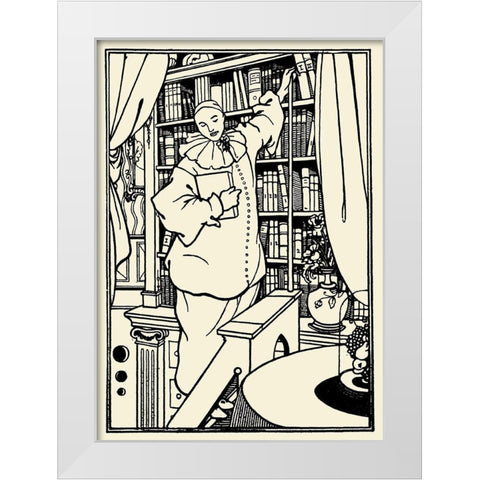 Pierrot cover design White Modern Wood Framed Art Print by Beardsley, Aubrey