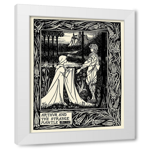 Morte DArthur 1893 - Arthur and the Strange Mantle White Modern Wood Framed Art Print by Beardsley, Aubrey