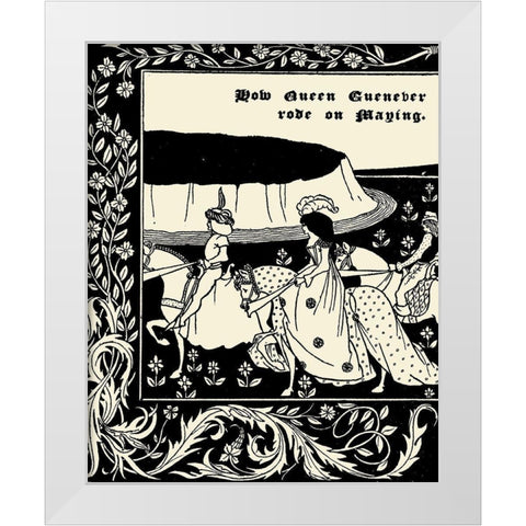 Morte DArthur 1893 - How Queen Guenever Rode White Modern Wood Framed Art Print by Beardsley, Aubrey
