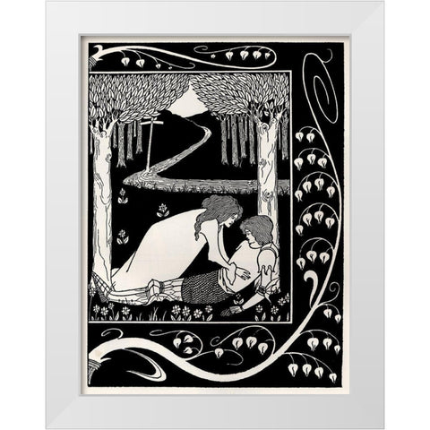 Morte DArthur 1893 - Sir Lancelot 2 White Modern Wood Framed Art Print by Beardsley, Aubrey