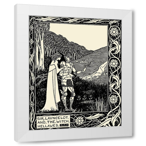 Morte DArthur 1893 - Sir Lancelot White Modern Wood Framed Art Print by Beardsley, Aubrey