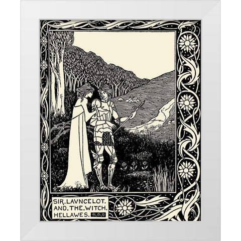 Morte DArthur 1893 - Sir Lancelot White Modern Wood Framed Art Print by Beardsley, Aubrey