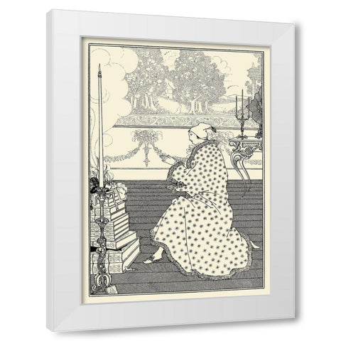 Rape of the Lock 1896 - The Barons prayer White Modern Wood Framed Art Print by Beardsley, Aubrey