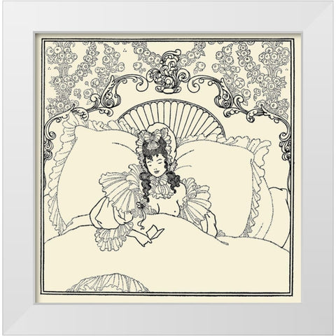 Rape of the Lock 1896 - The Billet-doux White Modern Wood Framed Art Print by Beardsley, Aubrey