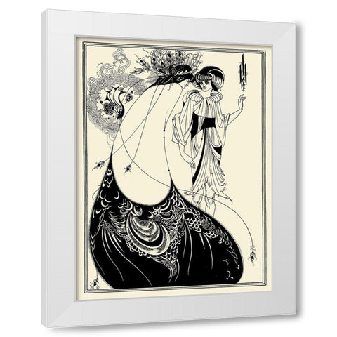 Salome 1894 - Peacock skirt White Modern Wood Framed Art Print by Beardsley, Aubrey